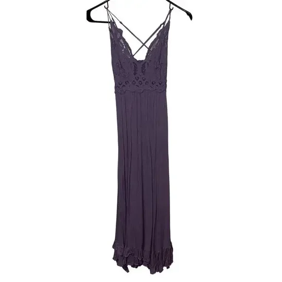 Free People Adella Lace Maxi Dress Slate Gray XS - Picture 6 of 12